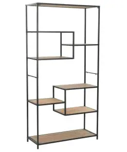 vidaXL Bookcase Solid Firwood and Steel 90.5x35x180 cm