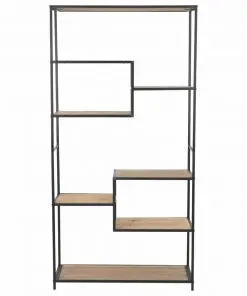 vidaXL Bookcase Solid Firwood and Steel 90.5x35x180 cm