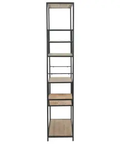 vidaXL Bookcase Solid Firwood and Steel 90.5x35x180 cm