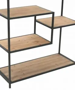 vidaXL Bookcase Solid Firwood and Steel 90.5x35x180 cm