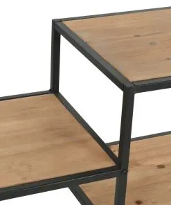 vidaXL Bookcase Solid Firwood and Steel 90.5x35x180 cm