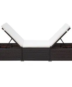 vidaXL Sun Lounger with Cushion Poly Rattan Brown