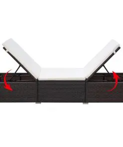 vidaXL Sun Lounger with Cushion Poly Rattan Brown