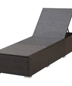 vidaXL Sun Lounger with Cushion Poly Rattan Brown