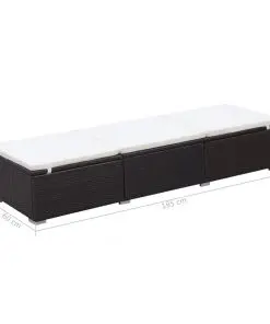 vidaXL Sun Lounger with Cushion Poly Rattan Brown