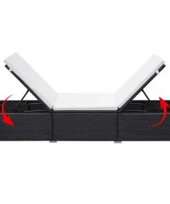 vidaXL Sun Lounger with Cushion Poly Rattan Black