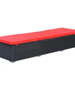 vidaXL Sun Lounger with Cushion Poly Rattan Black