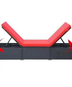 vidaXL Sun Lounger with Cushion Poly Rattan Black