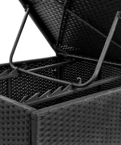 vidaXL Sun Lounger with Cushion Poly Rattan Black