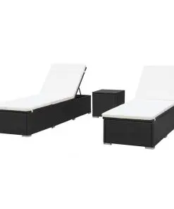 vidaXL Sun Loungers 2 pcs Poly Rattan Black