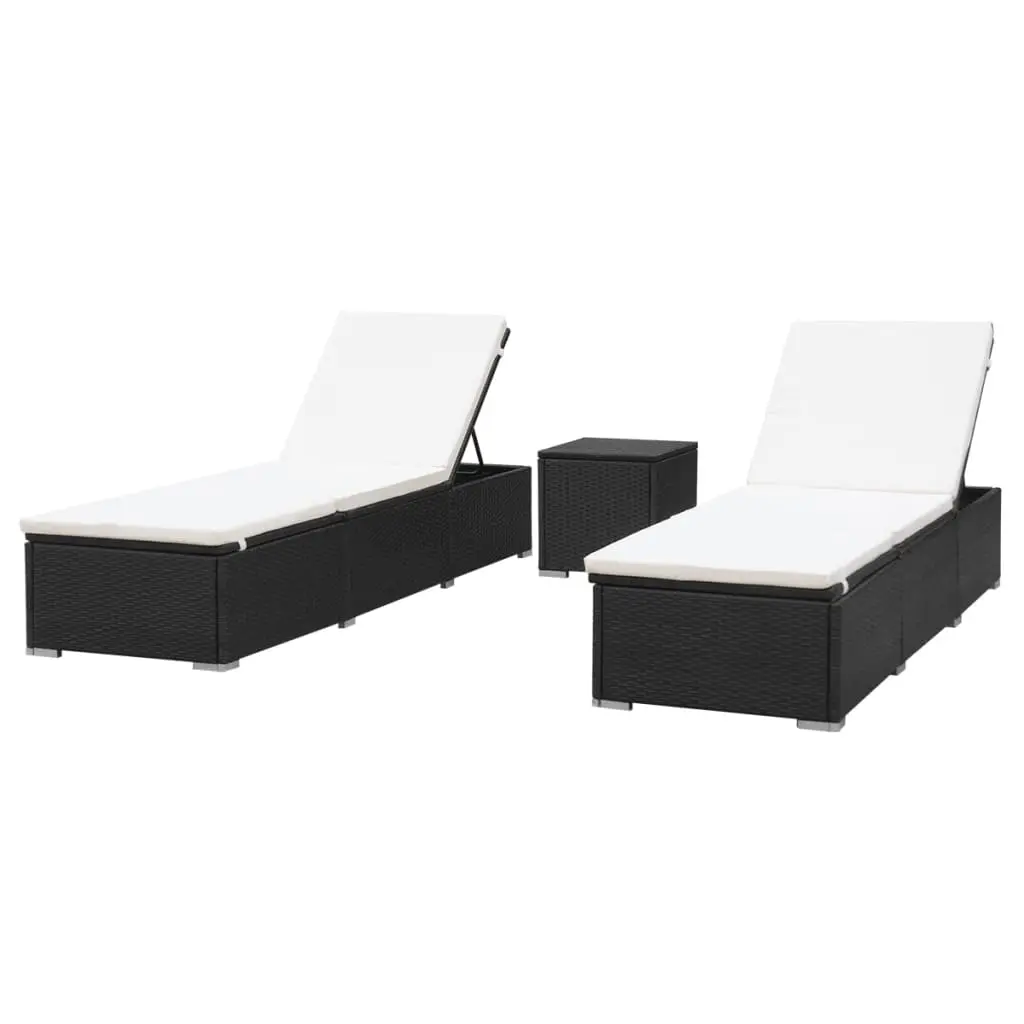 vidaXL Sun Loungers 2 pcs Poly Rattan Black