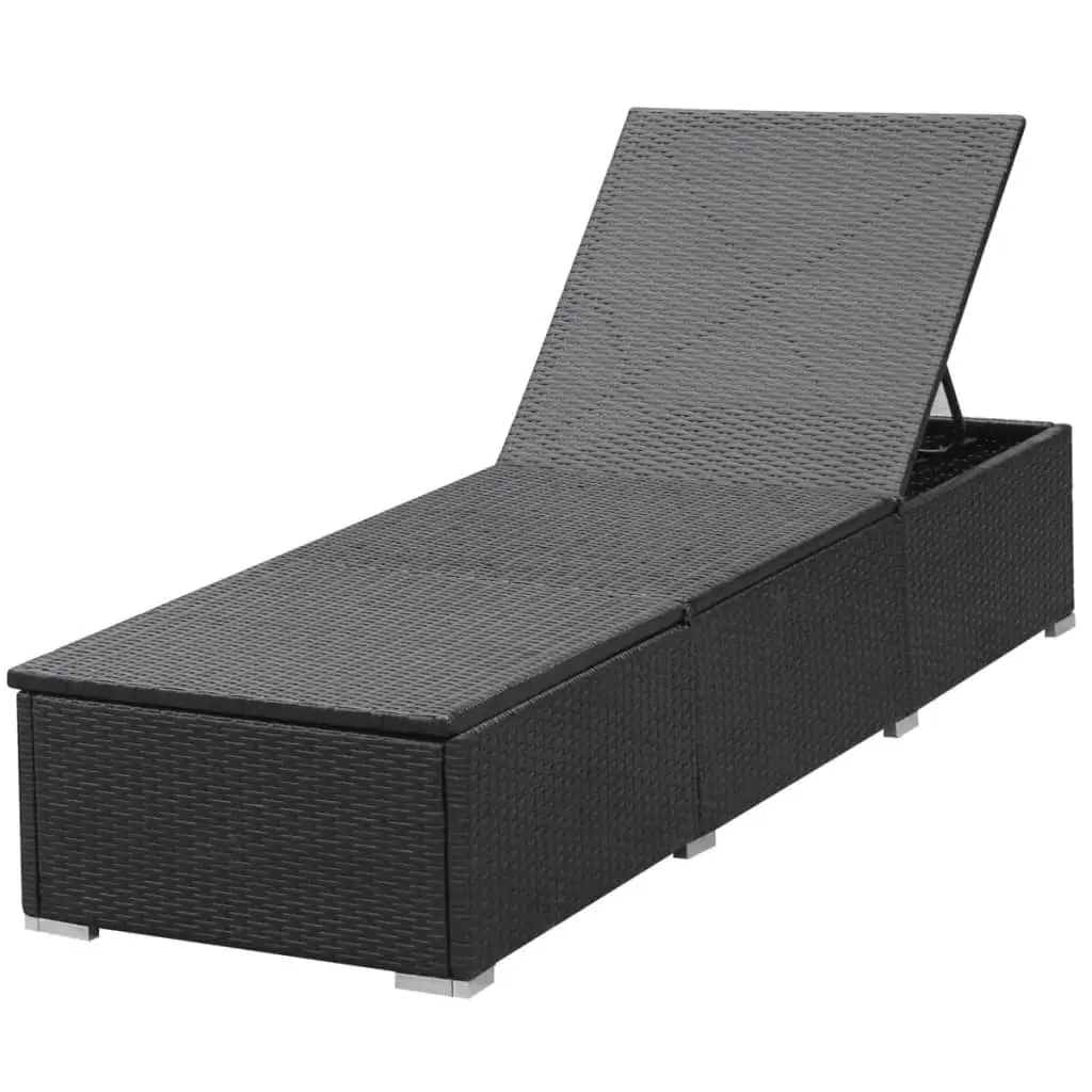 vidaXL Sun Loungers 2 pcs Poly Rattan Black