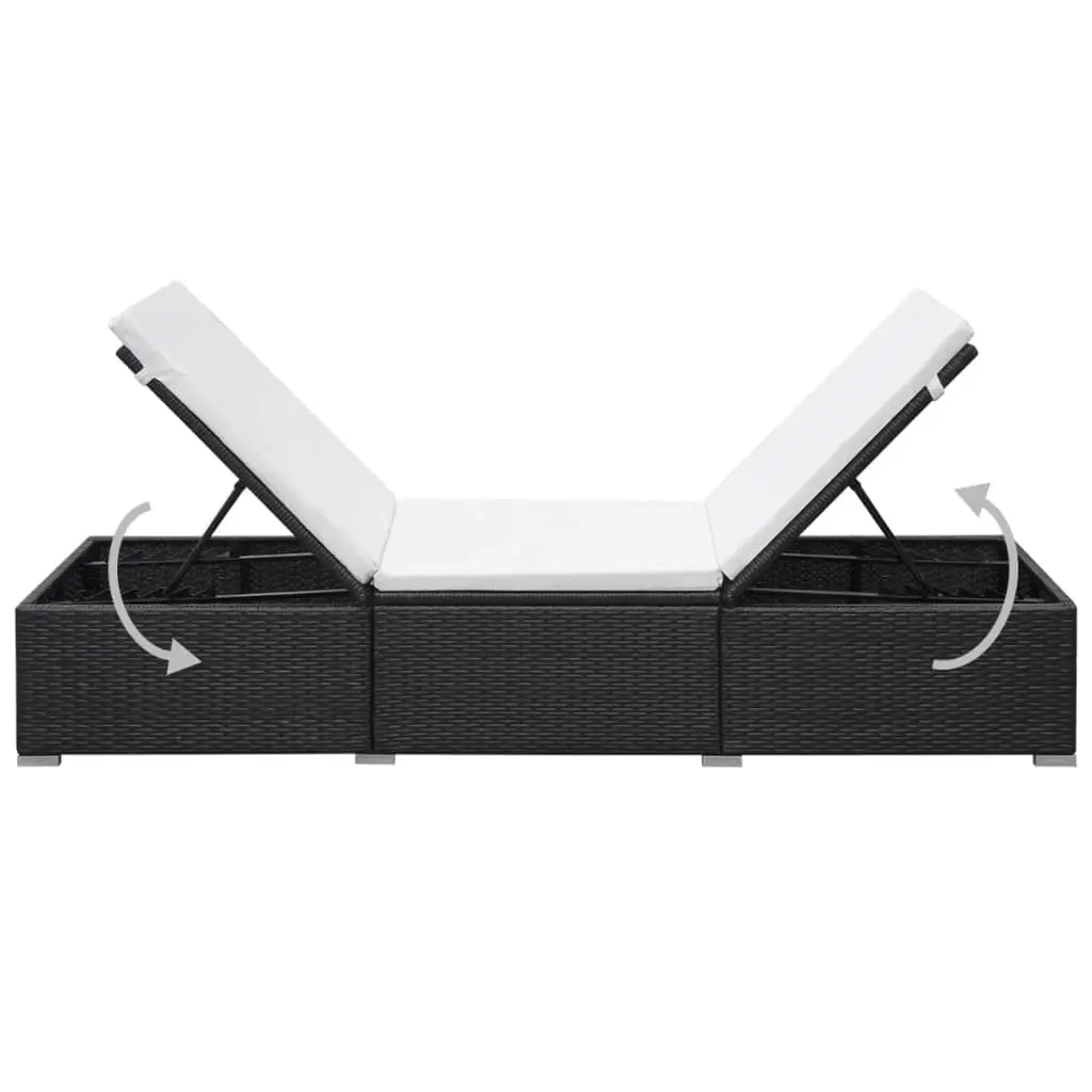 vidaXL Sun Loungers 2 pcs Poly Rattan Black