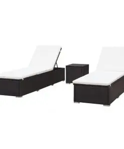 vidaXL Sun Loungers 2 pcs Poly Rattan Brown