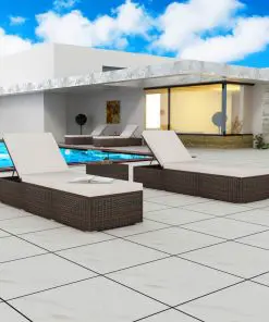 vidaXL Sun Loungers 2 pcs Poly Rattan Brown