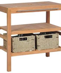 vidaXL Bathroom Vanity Cabinet with 2 Baskets Solid Teak 74x45x75 cm