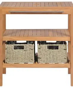 vidaXL Bathroom Vanity Cabinet with 2 Baskets Solid Teak 74x45x75 cm