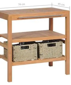 vidaXL Bathroom Vanity Cabinet with 2 Baskets Solid Teak 74x45x75 cm