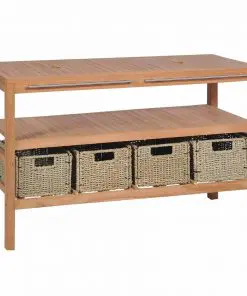 vidaXL Bathroom Vanity Cabinet with 4 Baskets Solid Teak 132x45x75 cm