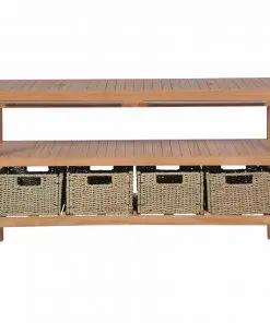 vidaXL Bathroom Vanity Cabinet with 4 Baskets Solid Teak 132x45x75 cm