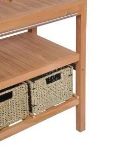 vidaXL Bathroom Vanity Cabinet with 4 Baskets Solid Teak 132x45x75 cm