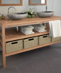 vidaXL Bathroom Vanity Cabinet with 4 Baskets Solid Teak 132x45x75 cm vidaXL Bathroom Vanity Cabinet with 4 Baskets Solid Teak 132x45x75 cm