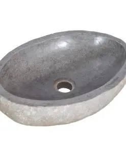 vidaXL Bathroom Vanity Cabinet Solid Teak with Riverstone Sink