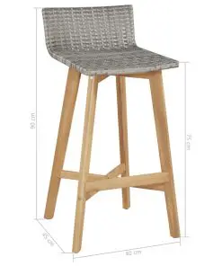 vidaXL Bar Chairs 2 pcs Solid Acacia Wood