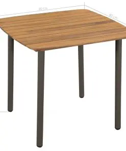 vidaXL Garden Table 80x80x72cm Solid Acacia Wood and Steel