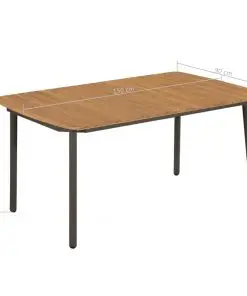 vidaXL Garden Table 150x90x72cm Solid Acacia Wood and Steel