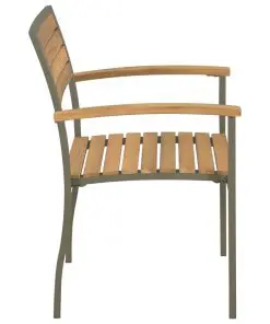 vidaXL Stackable Outdoor Chairs 2 pcs Solid Acacia Wood and Steel