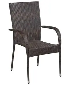 vidaXL Stackable Outdoor Chairs 2 pcs Poly Rattan Brown