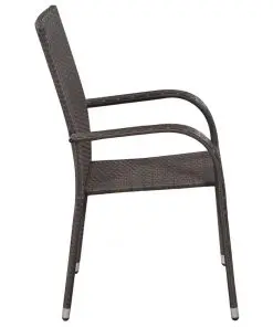 vidaXL Stackable Outdoor Chairs 2 pcs Poly Rattan Brown