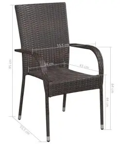 vidaXL Stackable Outdoor Chairs 2 pcs Poly Rattan Brown