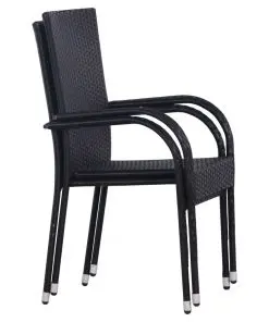 vidaXL Stackable Outdoor Chairs 2 pcs Poly Rattan Black