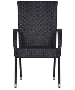 vidaXL Stackable Outdoor Chairs 2 pcs Poly Rattan Black