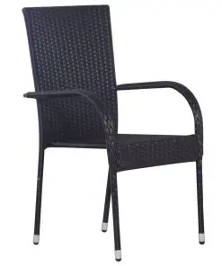 vidaXL Stackable Outdoor Chairs 2 pcs Poly Rattan Black