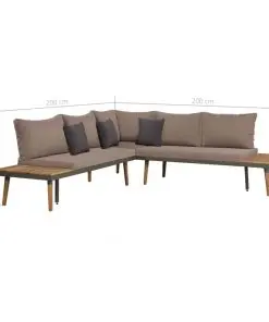 vidaXL 4 Piece Garden Lounge Set with Cushions Solid Acacia Wood Brown