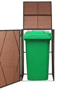 vidaXL Single Wheelie Bin Shed Poly Rattan 76x78x120 cm Brown vidaXL Single Wheelie Bin Shed Poly Rattan 76x78x120 cm Brown
