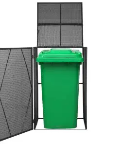 vidaXL Single Wheelie Bin Shed Poly Rattan 76x78x120 cm Black