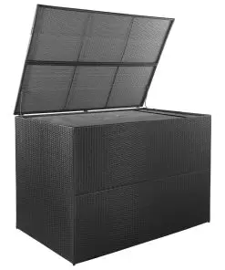 vidaXL Garden Storage Box Black 150x100x100 cm Poly Rattan