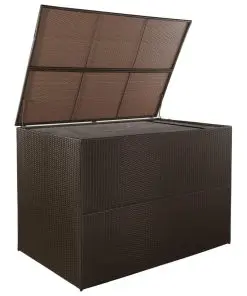 vidaXL Garden Storage Box Brown 150x100x100 cm Poly Rattan