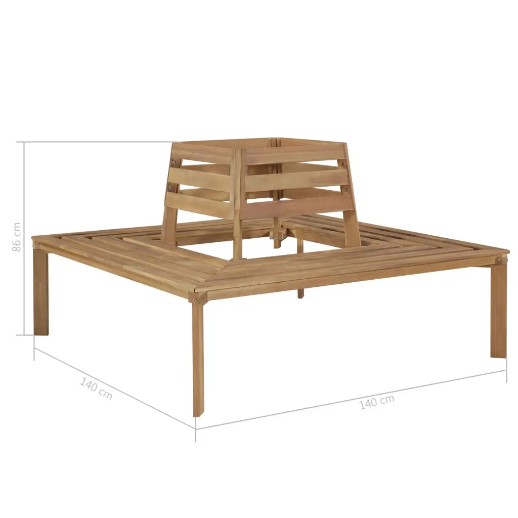 vidaXL Tree Bench 140x140x86 cm Solid Acacia Wood