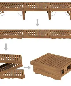 vidaXL Folding Sun Lounger Solid Acacia Wood