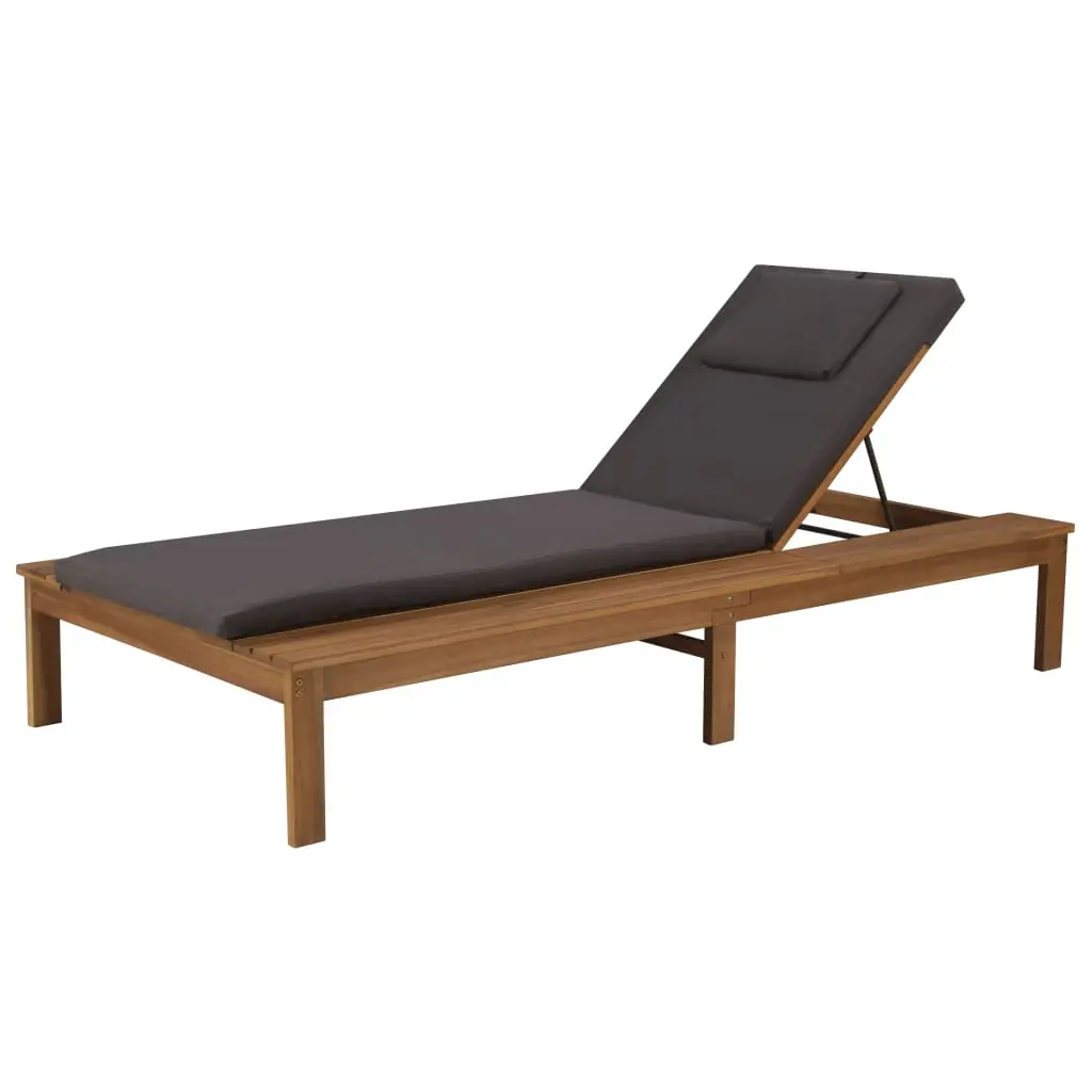 vidaXL Sun Lounger with Cushion Solid Acacia Wood