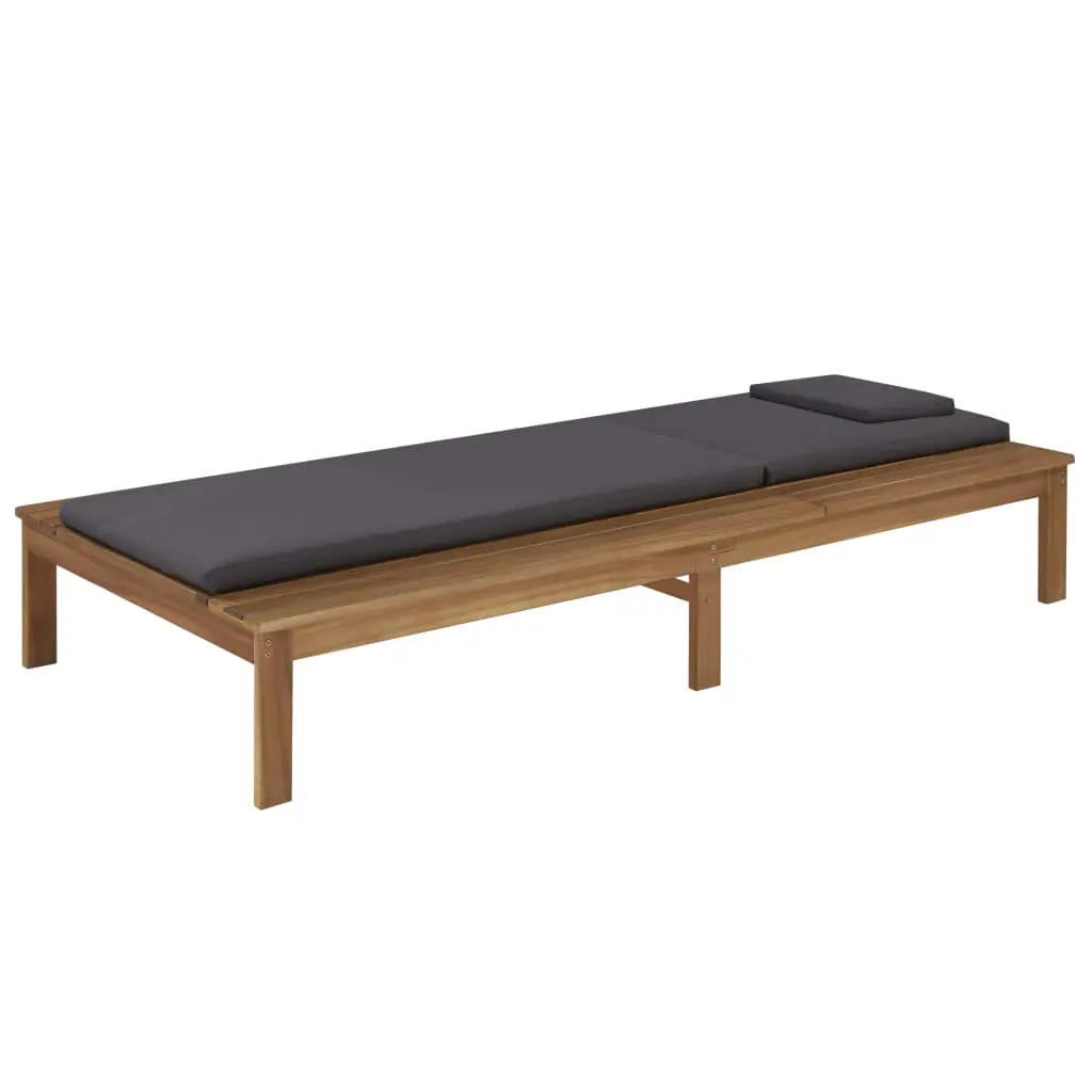 vidaXL Sun Lounger with Cushion Solid Acacia Wood