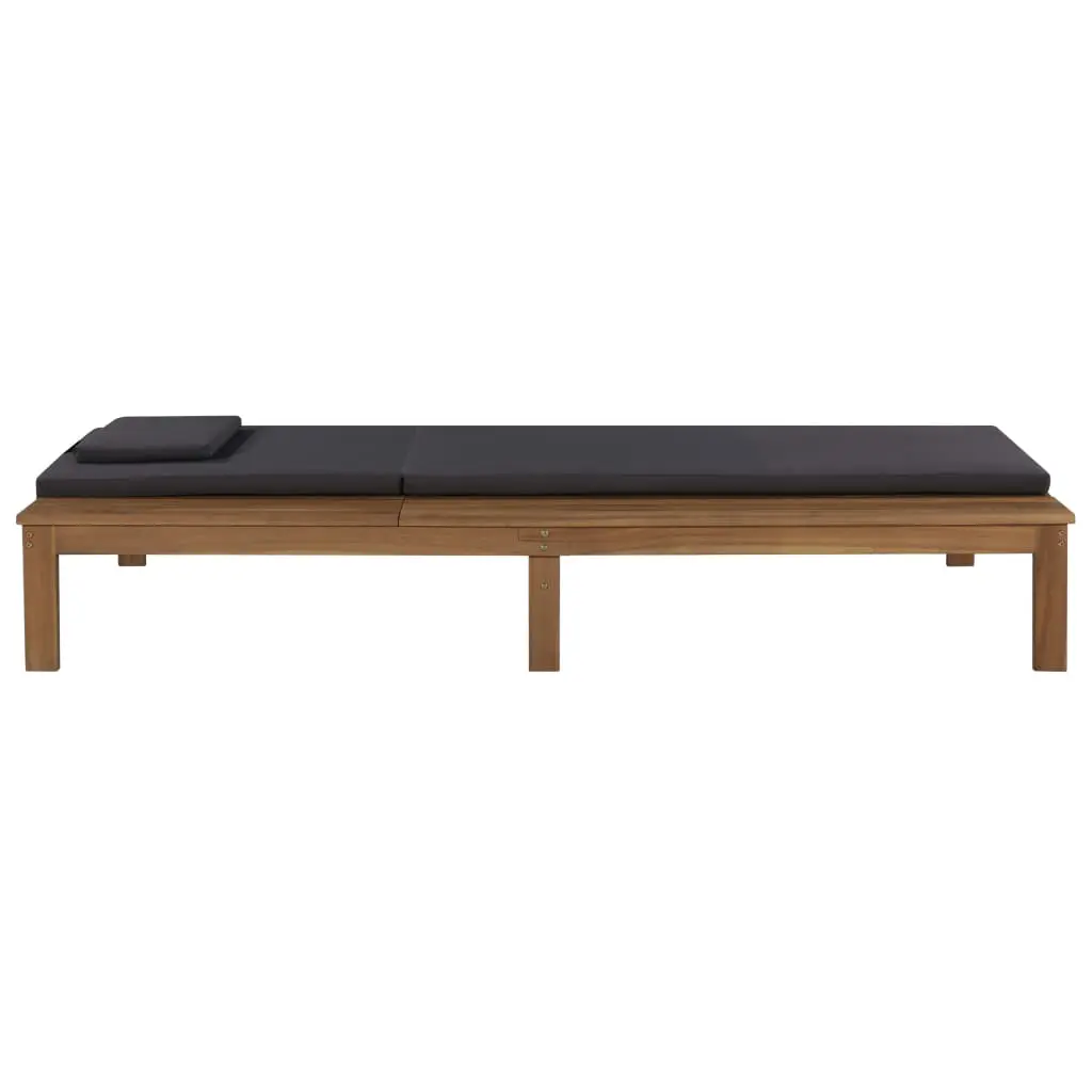 vidaXL Sun Lounger with Cushion Solid Acacia Wood