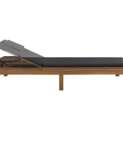 vidaXL Sun Lounger with Cushion Solid Acacia Wood