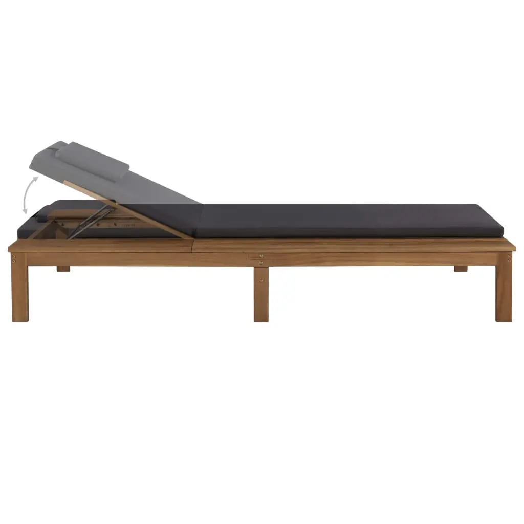 vidaXL Sun Lounger with Cushion Solid Acacia Wood