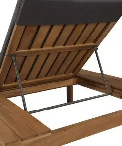 vidaXL Sun Lounger with Cushion Solid Acacia Wood